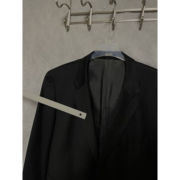 Jos A Bank Suit Men 46R Black‎ Brown Striped 2B Academia Wool 39X32 Pants Luxury - Picture 2 of 16